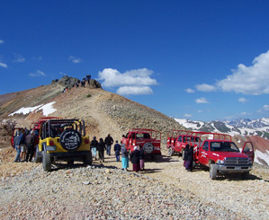Jeeps at top of Corkscrew Summit. Courtesy Switzerland of America Scenic Jeep Tours.
