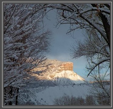 Perrins Peak in Winter," shot from Santa Rita Park, Durango. © Eileen Baumgardt. 