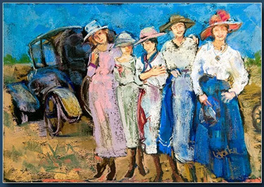 Five Ladies. Pastel. I have always really enjoyed people, looking at new and old photographs of people, and sketching and painting them. I have a whole series of artwork depicting people I have known or have been commissioned to paint. I like using pastels most because of their quick and immediate nature, resulting in a fresh spontaneous look. I do work in the other mediums also. These are so fun and people seem to really enjoy looking at them.
